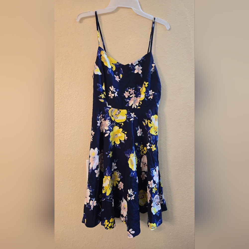 Floral Sleeveless Dress in Blue and Yellow